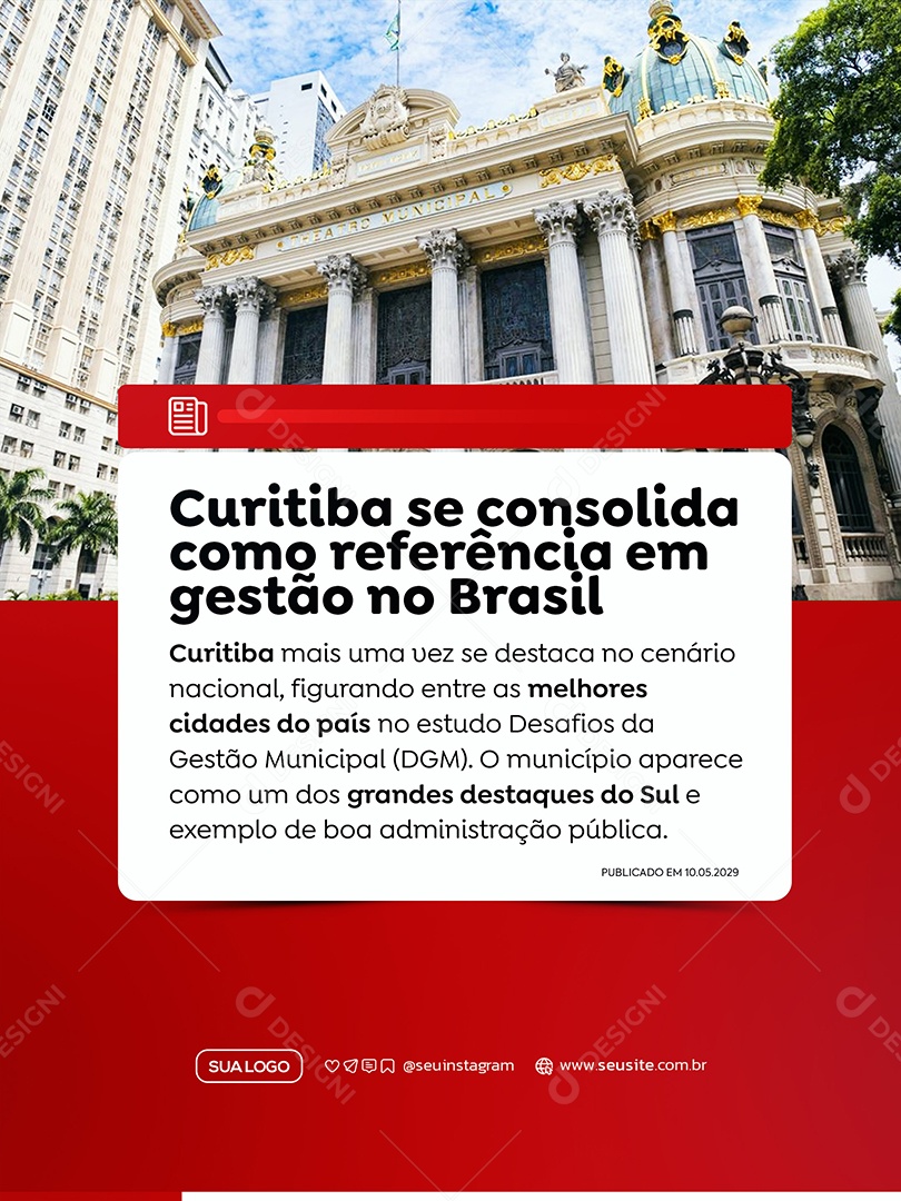 Noticia de Gestão Municipal Social Media PSD Editável