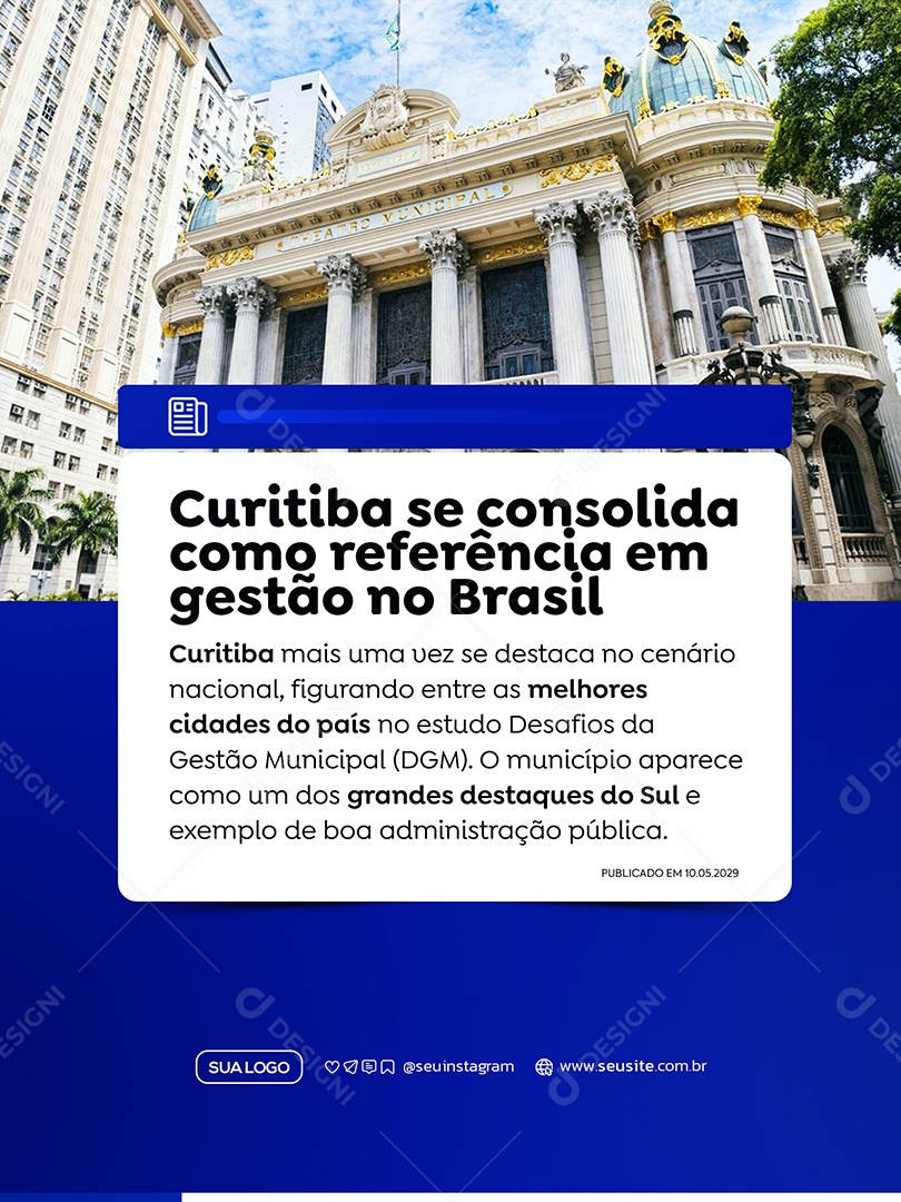 Noticia de Gestão Municipal Social Media PSD Editável