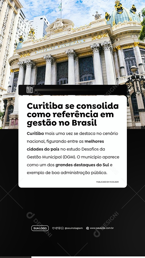 Story Noticia de Gestão Municipal Social Media PSD Editável
