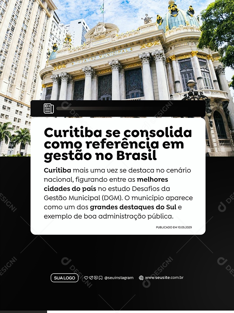 Noticia de Gestão Municipal Social Media PSD Editável
