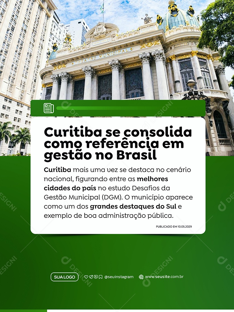 Noticia de Gestão Municipal Social Media PSD Editável