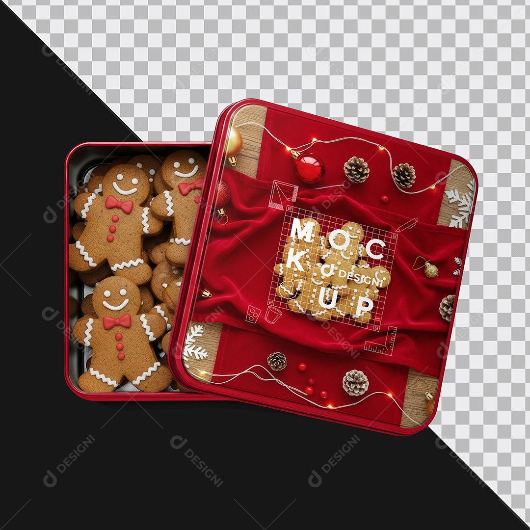 Mockup Caixa de Biscoito Natalino PSD Editável