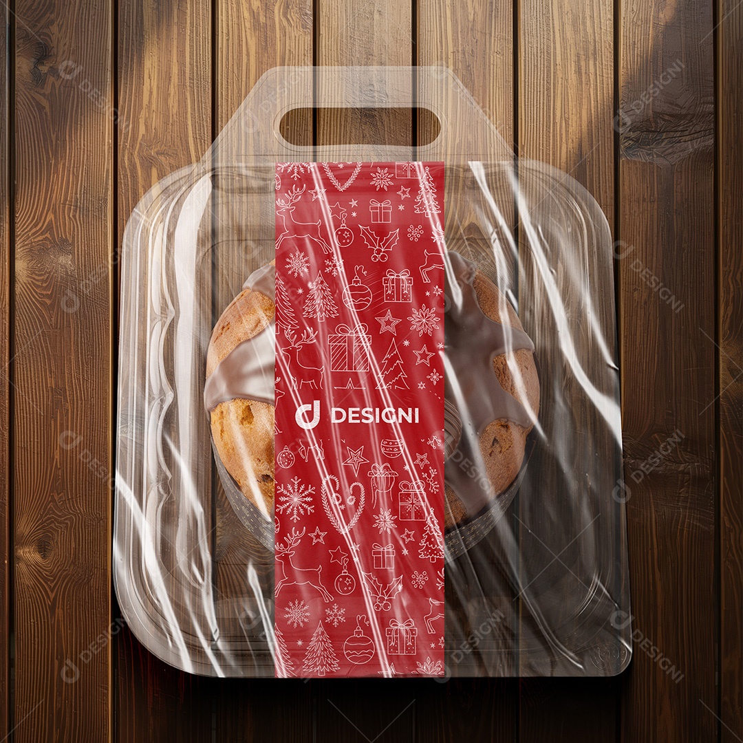 Mockup Chocotone Embalagem de Plástico PSD Editável