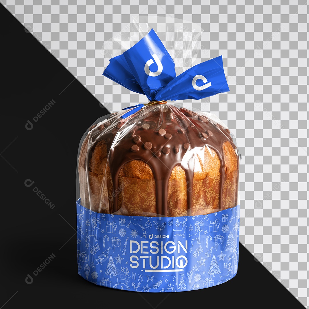 Mockup Chocotone no Celofane PSD Editável