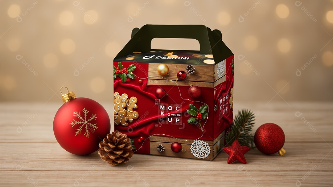 Mockup Embalagem de Biscoito Natalino PSD Editável