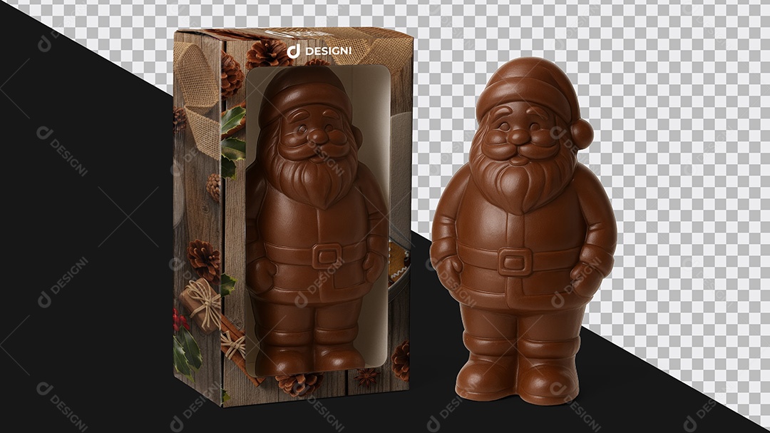 Mockup Embalagem Papai Noel de Chocolate PSD Editável