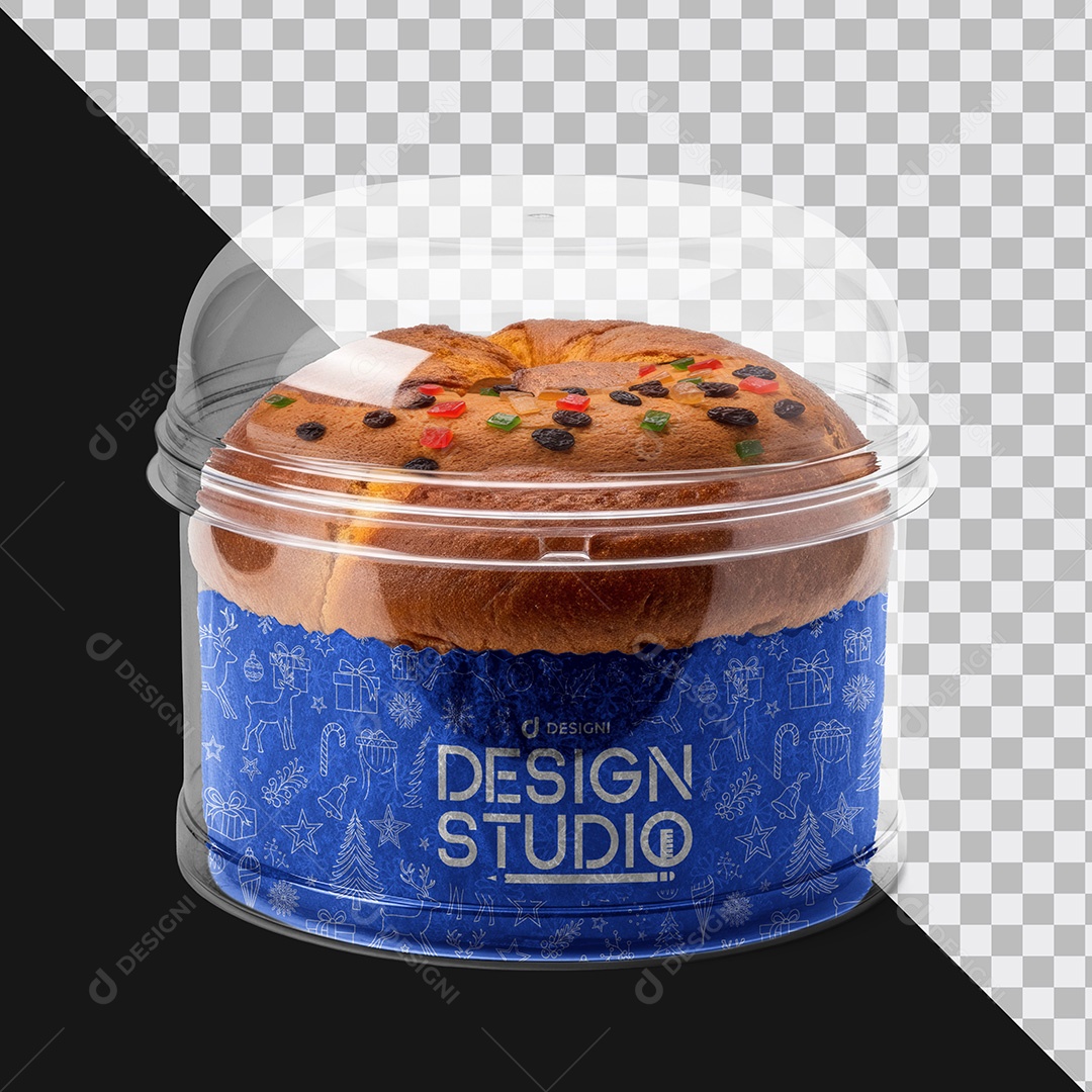 Mockup Panetone na Embalagem de Plástico PSD Editável