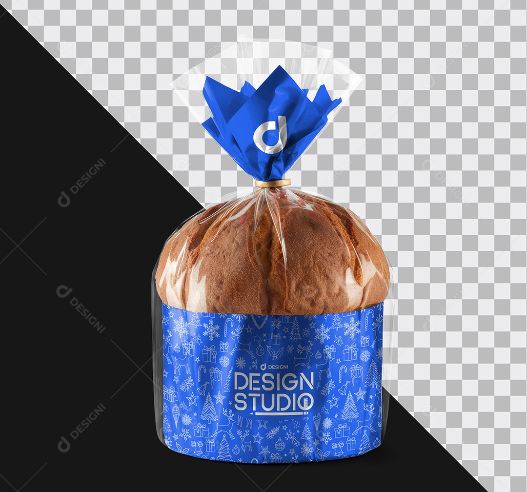 Mockup Panetone no Celofane PSD Editável