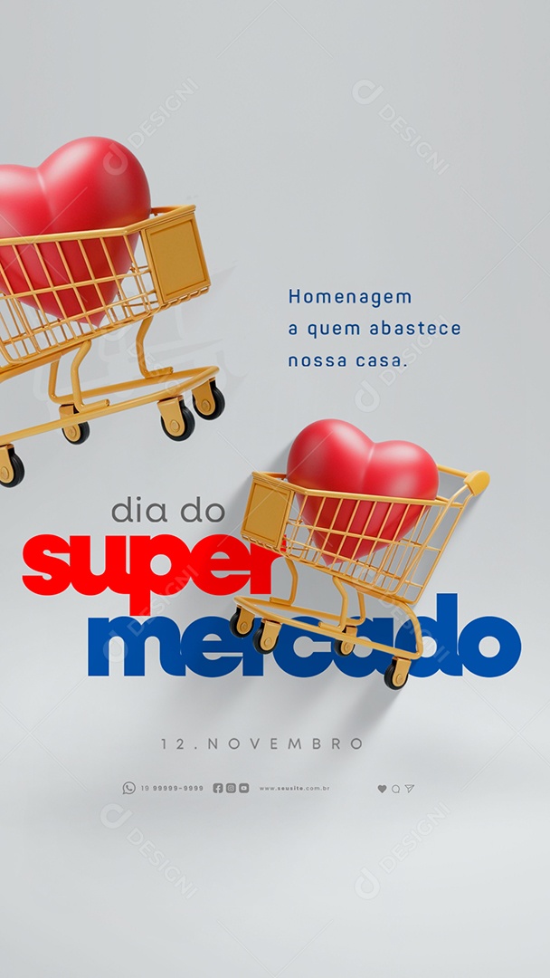 Story Dia do Supermercado 12 de Novembro Homenagem a Quem Abastece Social Media PSD Editável