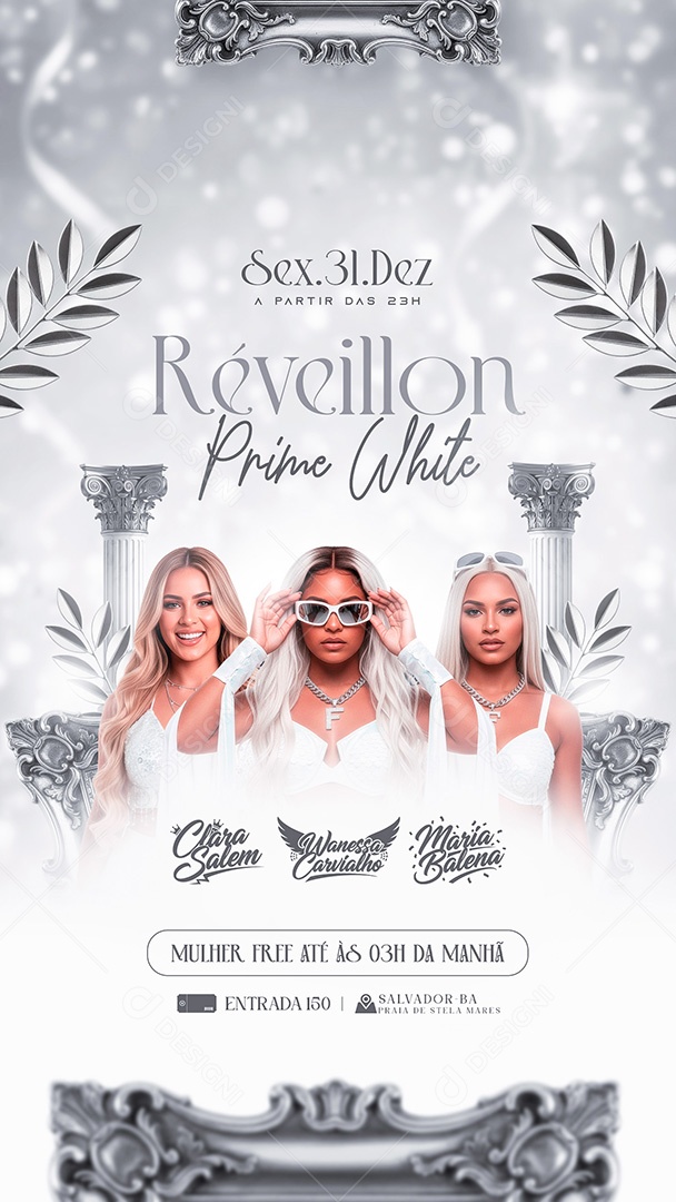 Flyer Réveillon Prime White Social Media Story PSD Editável