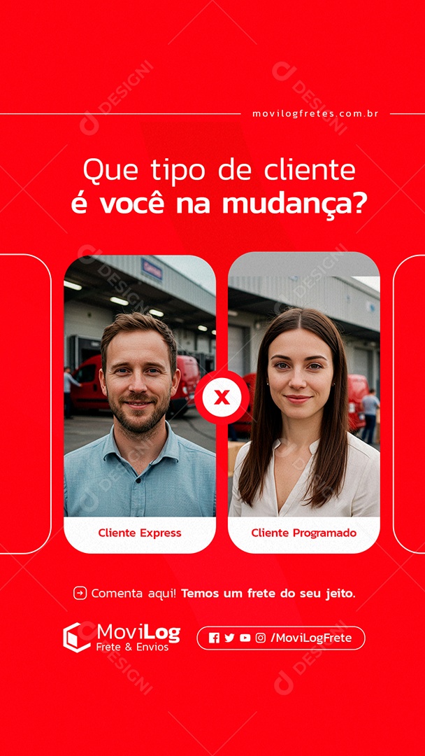 Story Frete Que Tipo de Cliente é Você na Mudança Social Media PSD Editável