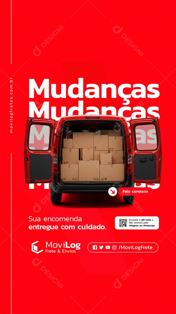 Story Frete Mudanças Sua Encomenda Entregue com Cuidado Social Media PSD Editável