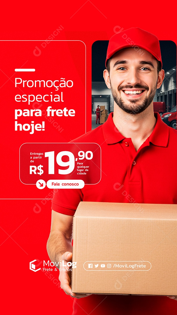 Story Promoção Especial para Frete Hoje Social Media PSD Editável