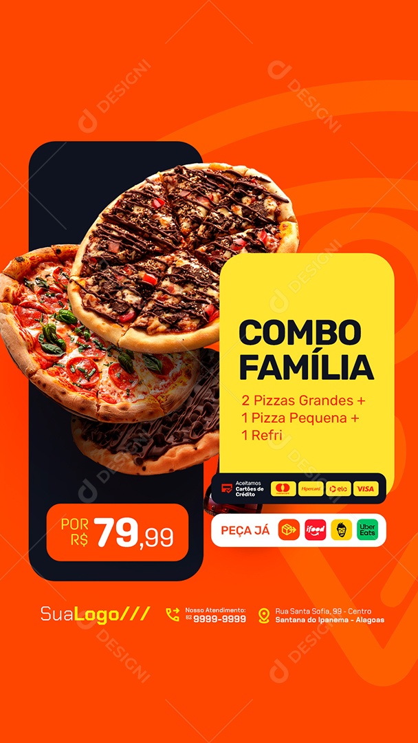 Story Pizzaria Combo Família Social Media PSD Editável