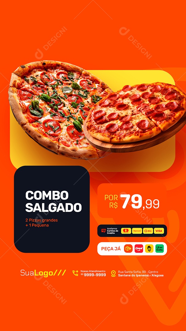 Story Pizzaria Combo Salgado Duas Pizzas Grandes Mais Uma Pequena Social Media PSD Editável