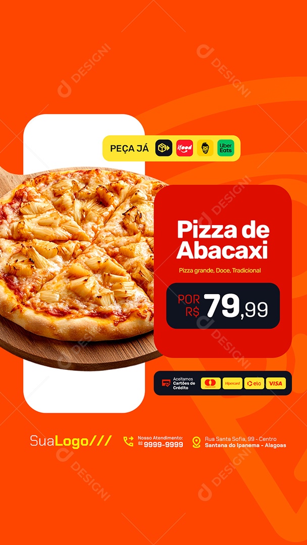 Story Pizzaria Pizza de Abacaxi Social Media PSD Editável
