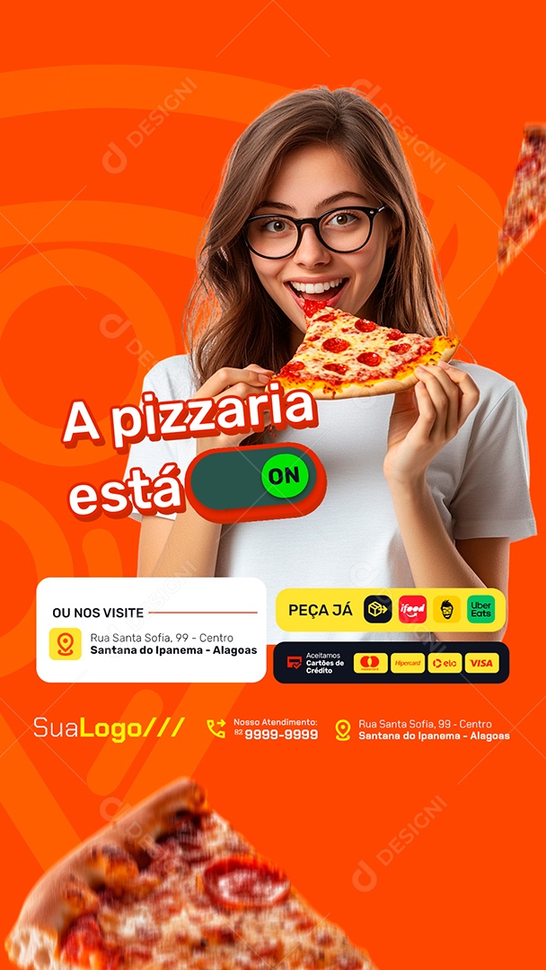 Story A Pizzaria Está On Social Media PSD Editável