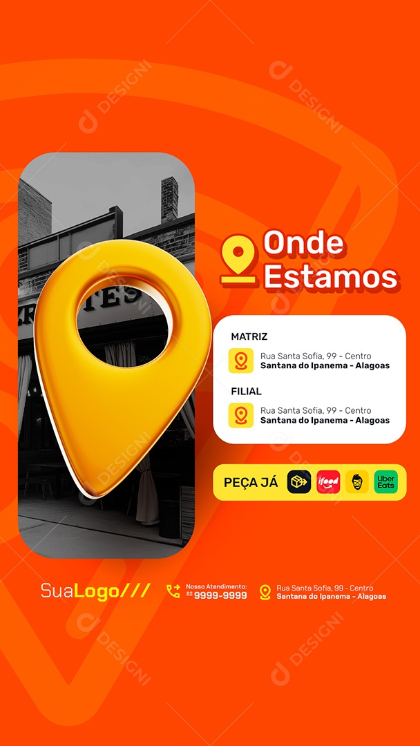 Story Pizzaria Onde Estamos Social Media PSD Editável