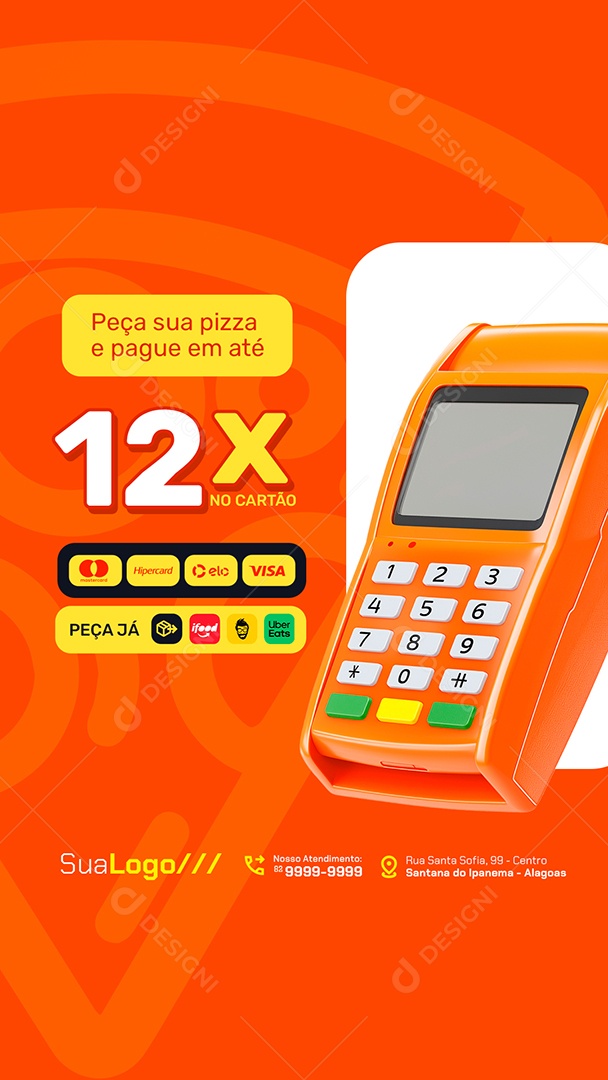 Story Pizzaria Peça Sua Pizza e Pague em Até Doze Vezes Social Media PSD Editável