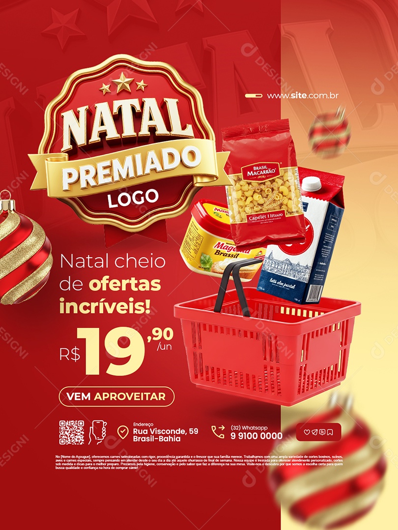 Natal Premiado Supermercado Natal Cheio de Ofertas Incríveis Social Media PSD Editável