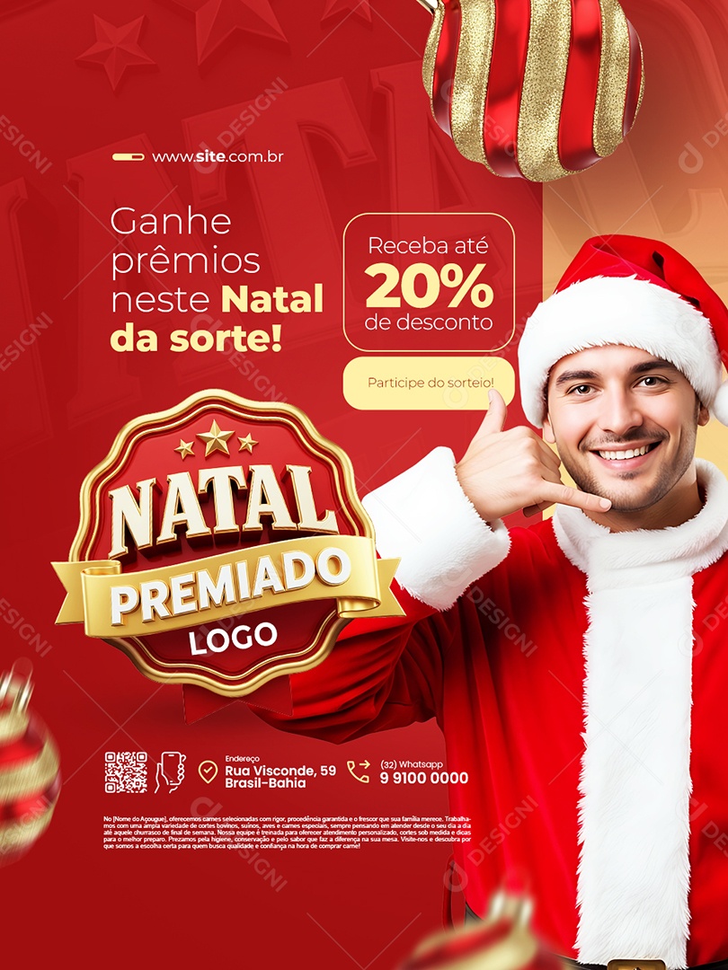 Natal Premiado Supermercado Ganhe Prêmios Neste Natal Social Media PSD Editável