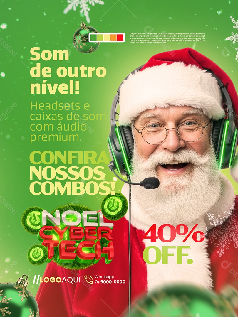 Noel Cyber Tech Loja de Eletrônicos Som de Outro Nível Social Media PSD Editável