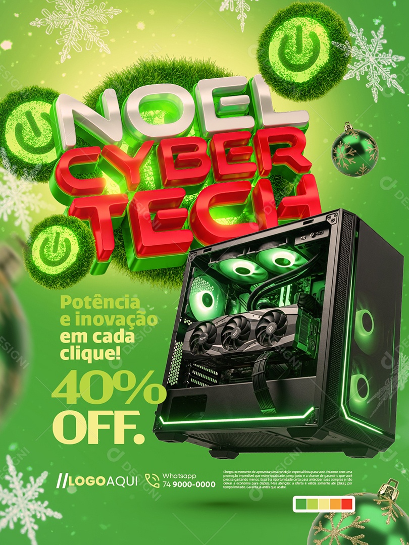 Noel Cyber Tech Loja de Eletrônicos Potência e Inovação Social Media PSD Editável