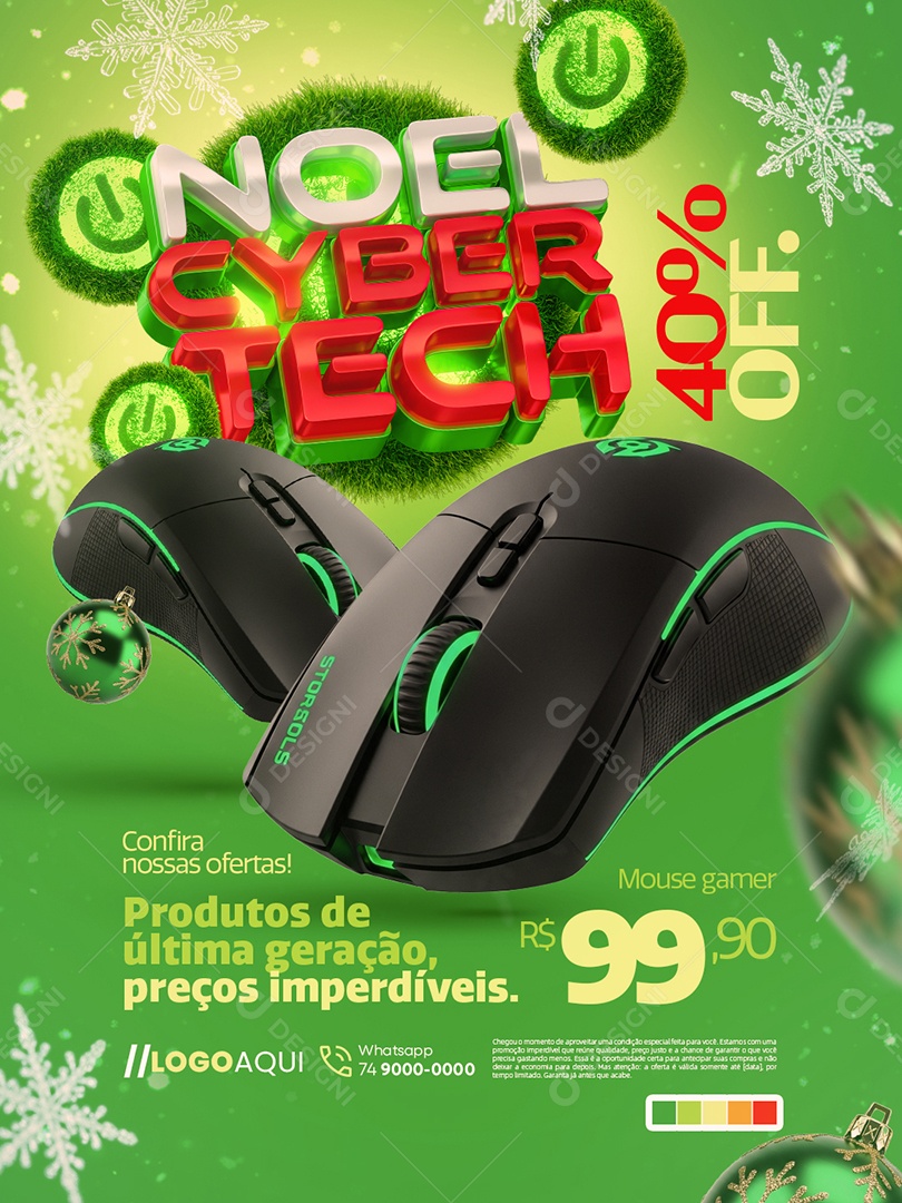 Noel Cyber Tech Loja de Eletrônicos Mouse Gamer Confira Nossas Ofertas Social Media PSD Editável