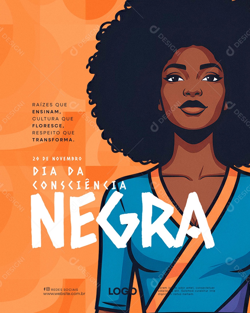 Dia da Consciência Negra 20 de Novembro Social Media PSD Editável