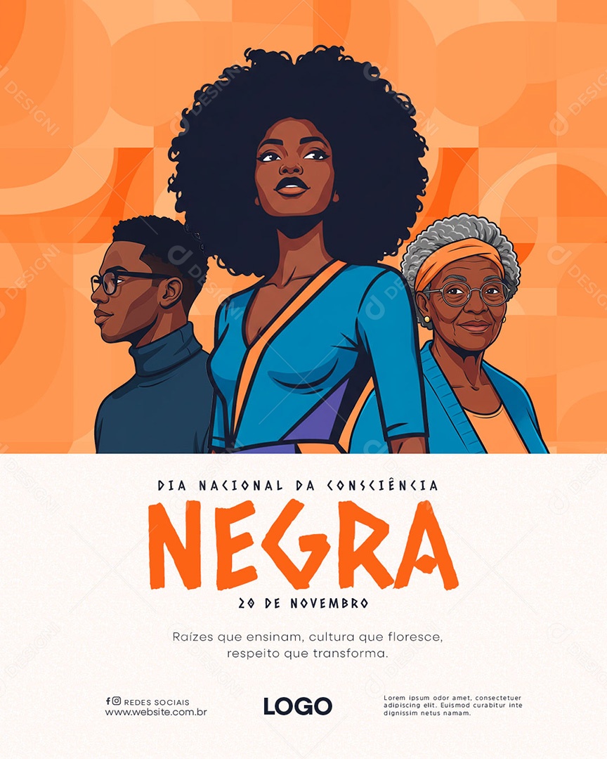 Dia da Consciência Negra 20 de Novembro Social Media PSD Editável