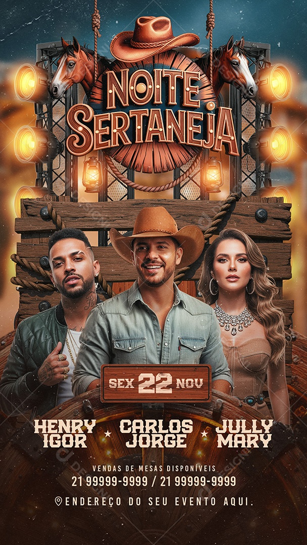 Story Flyer Noite Sertaneja Social Media PSD Editável