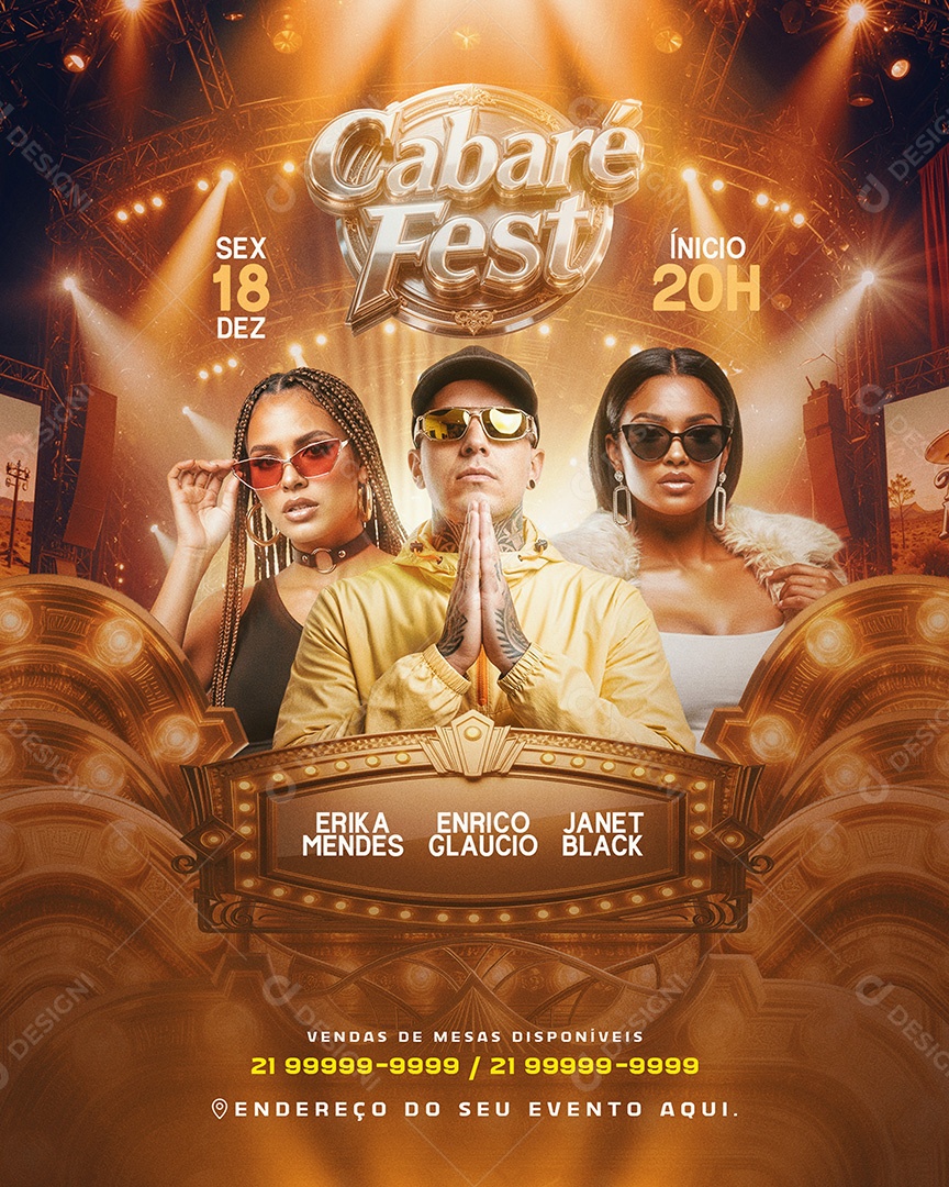 Flyer Cabaré Fest Social Media PSD Editável