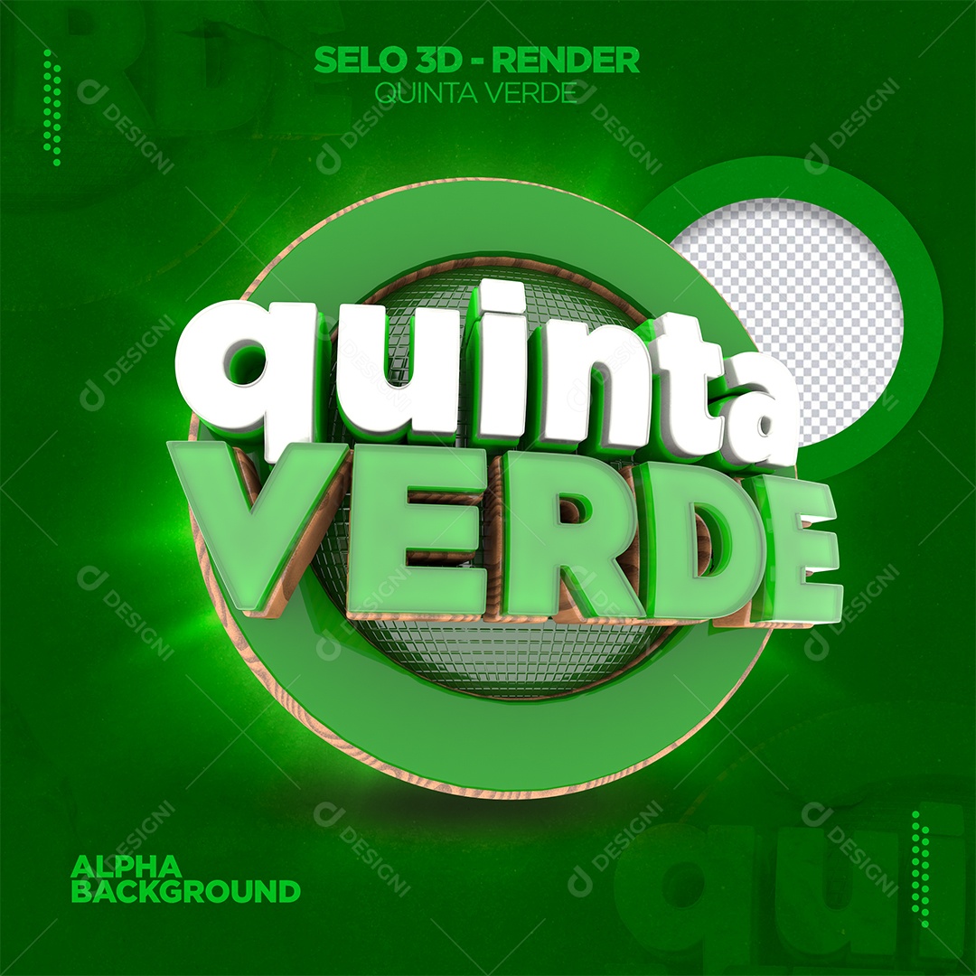 Selo 3D Promocional Quinta Verde Fundo Verde PSD