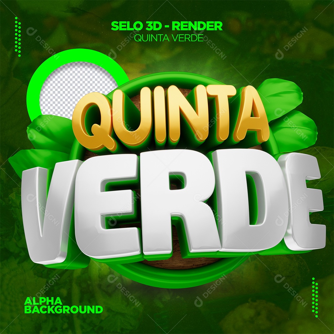 Selo 3D Alternativo Quinta Verde com Fundo Verde Escuro PSD