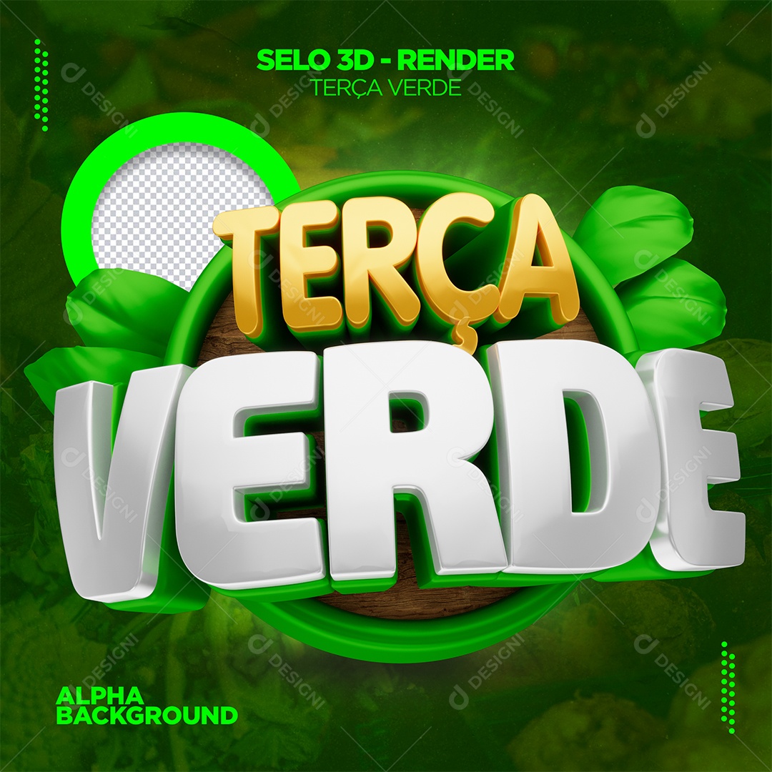 Selo 3D Promocional “Terça Verde” Fundo Verde PSD