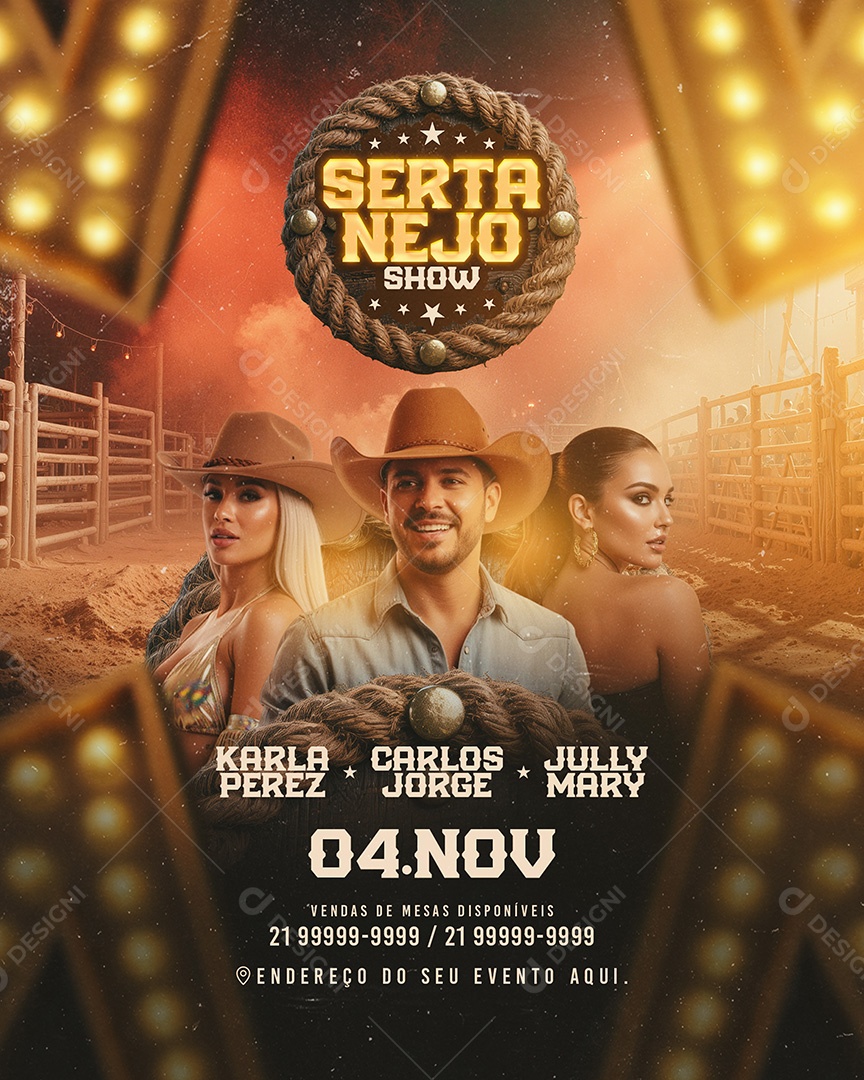 Flyer Sertanejo Show Social Media PSD Editável