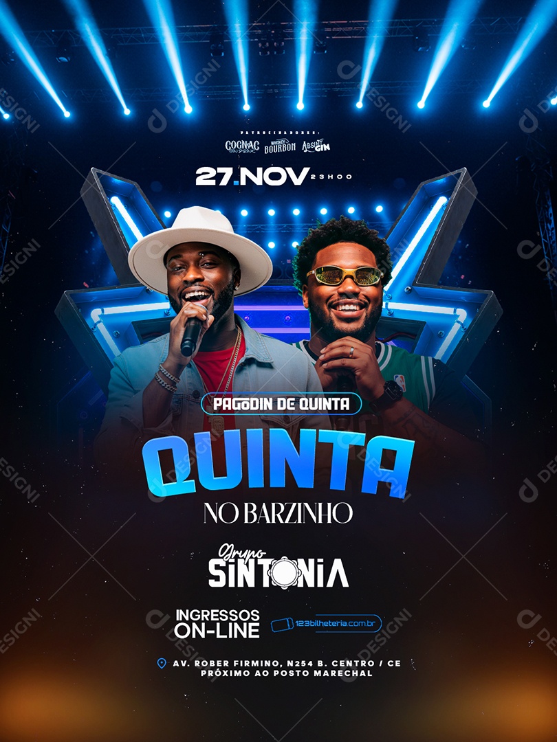 Flyer Próximos Shows Pagodin de Quinta no Barzin Social Media PSD Editável