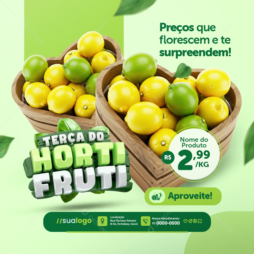 Terça do Hortifruti Preços Que Florescem e Te Surpreendem Social Media PSD Editável