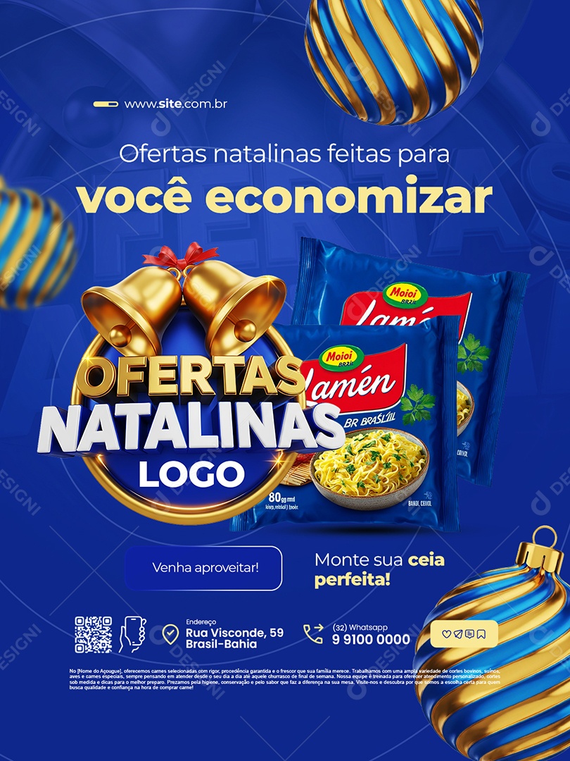 Ofertas Natalina Supermercado Monte Sua Ceia Perfeita Social Media PSD Editável