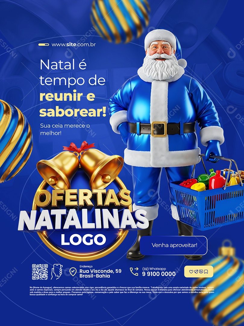 Ofertas Natalina Supermercado Natal é Tempo de Reunir e Saborear Social Media PSD Editável