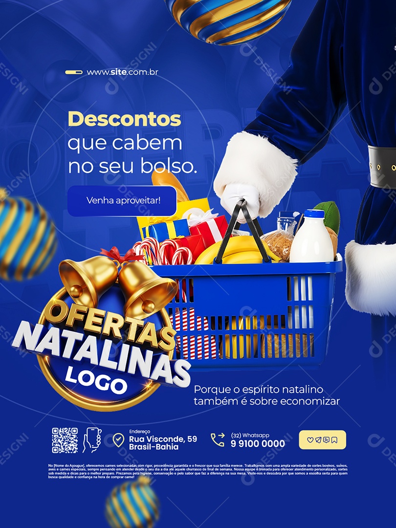 Ofertas Natalina Supermercado Descontos Que Cabem no Seu Bolso Social Media PSD Editável