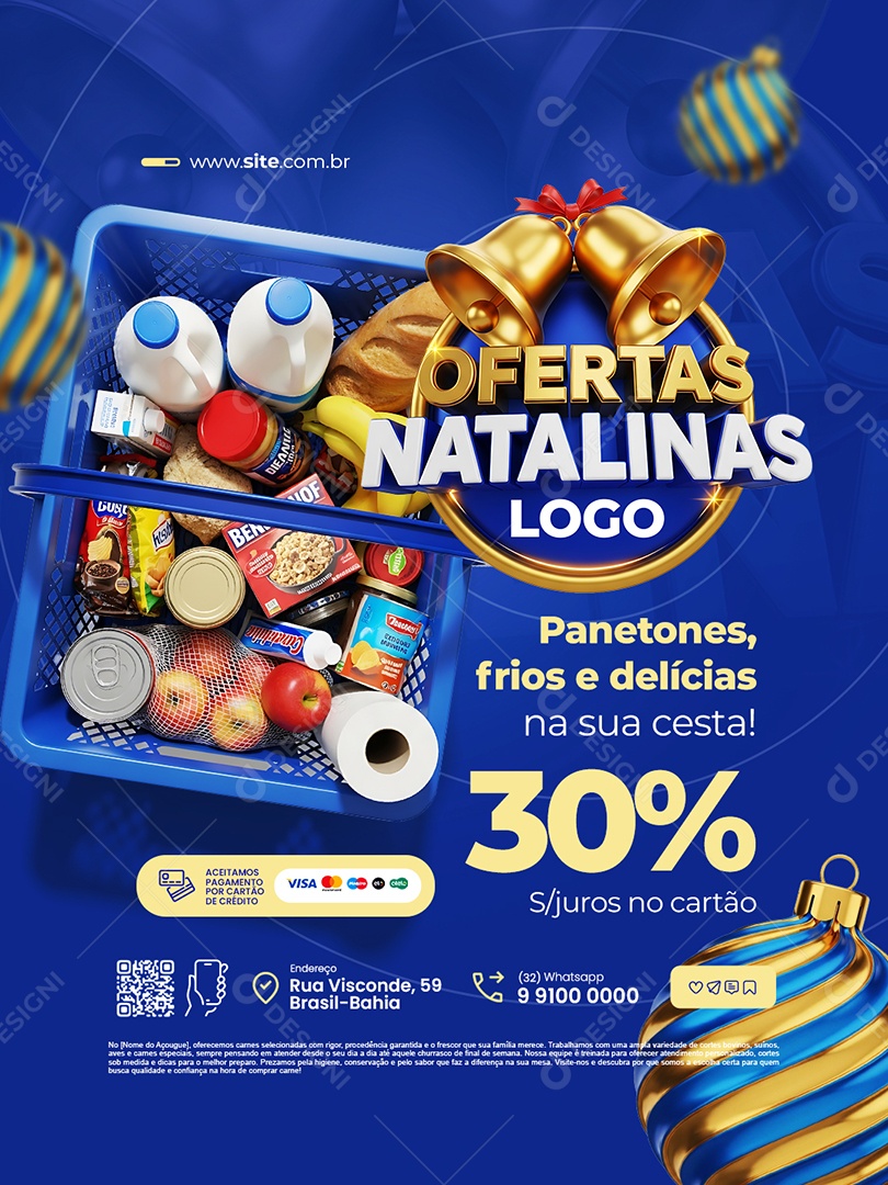 Ofertas Natalina Supermercado Panetones Frios e Delícias Social Media PSD Editável
