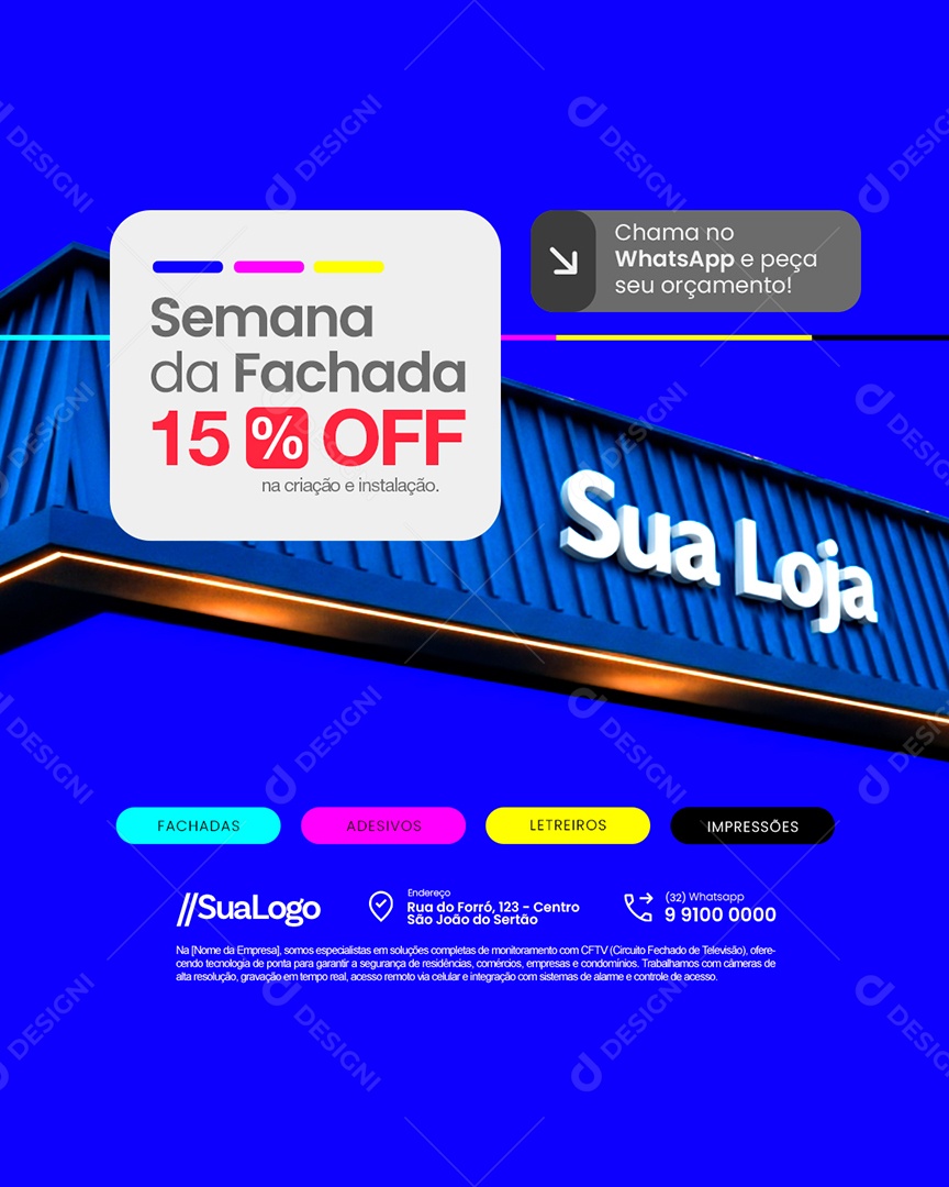 Comunicação Visual Semana da Fachada 15% Off Social Media PSD Editável