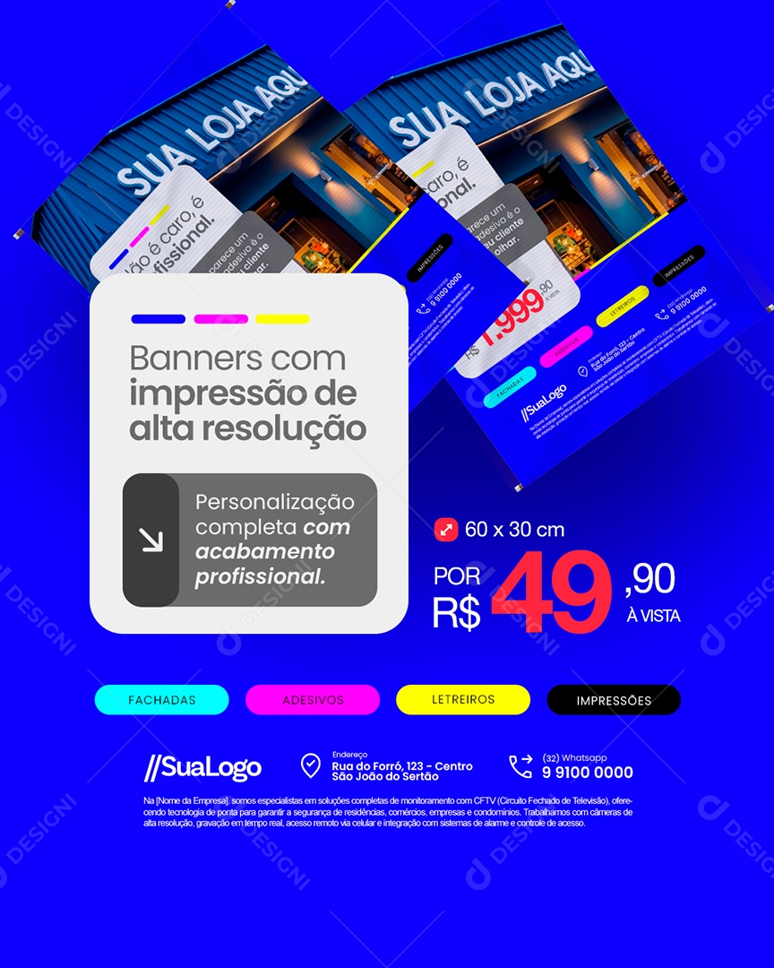 Comunicação Visual Banners com Impressão de Alta Resolução Social Media PSD Editável