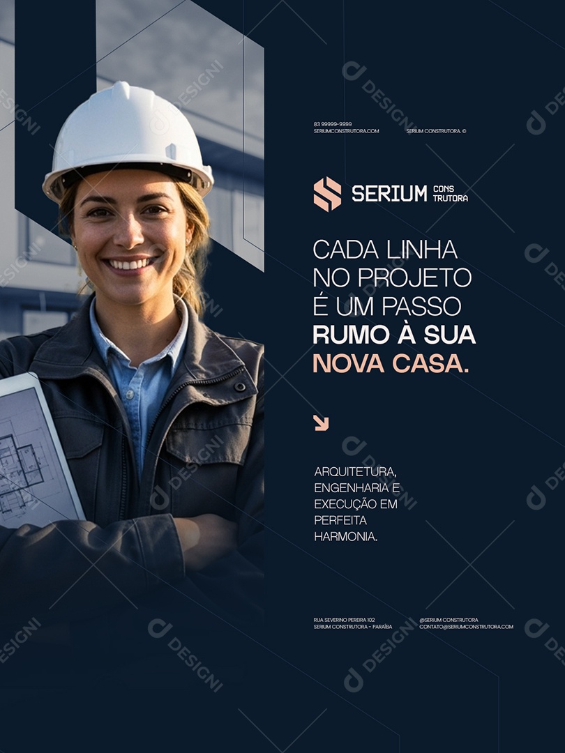 Construtora Cada Linha no Projeto é Um Passo Rumo à Sua Nova Casa Social Media PSD Editável