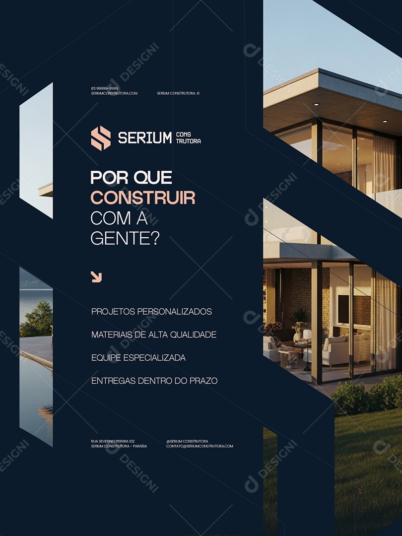 Construtora Projetos Personalizados Materiais de Alta Qualidade Social Media PSD Editável