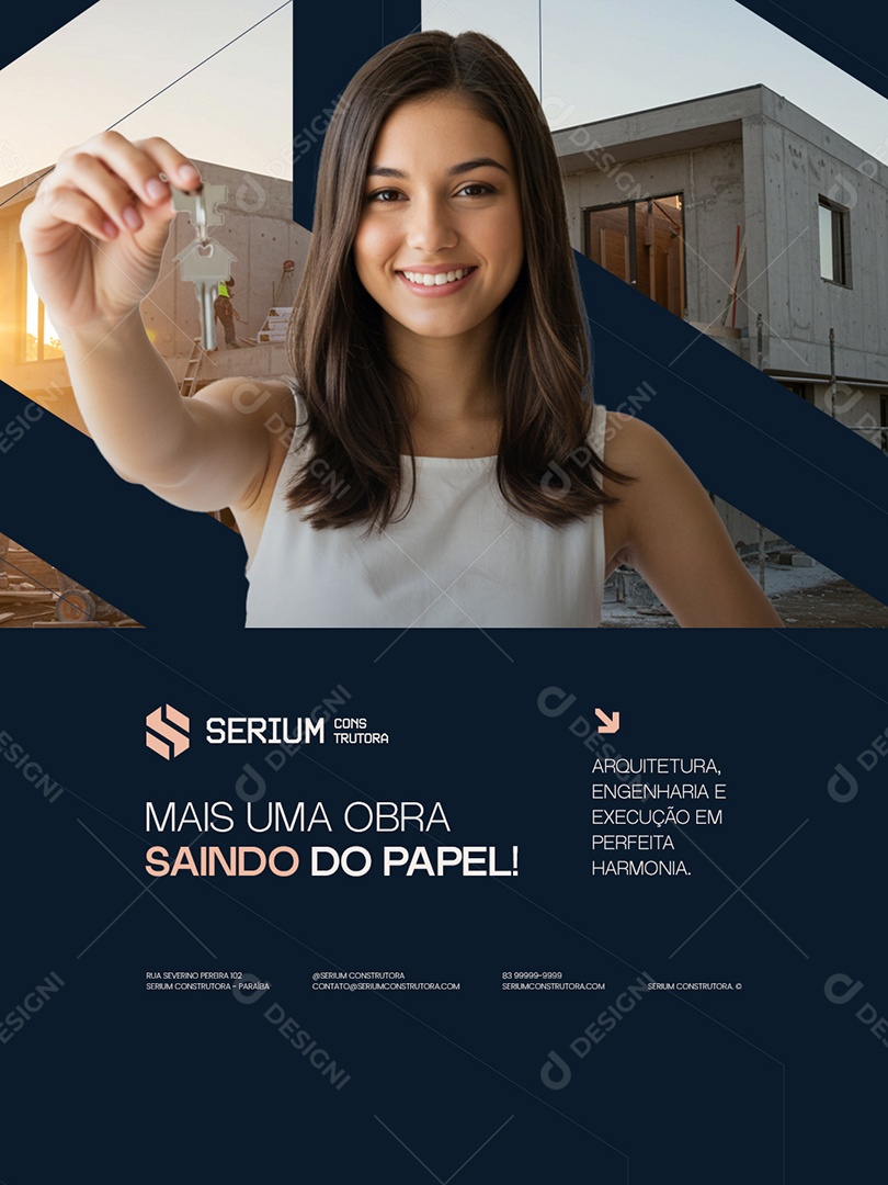 Construtora Mais Um Obra Saindo do Papel Social Media PSD Editável
