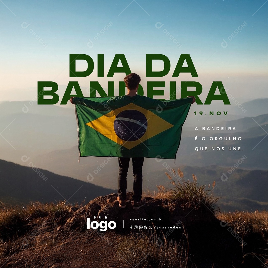 Dia da Bandeira 19 de Novembro Social Media PSD Editável