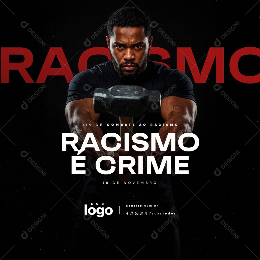 Dia de Combate ao Racismo 18 de Novembro Social Media PSD Editável