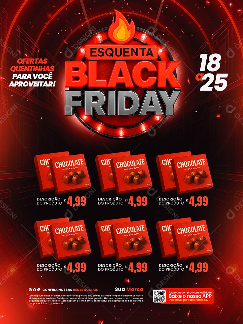 Encarte Black Friday Chegou Ofertas Quentinhas Social Media PSD Editável